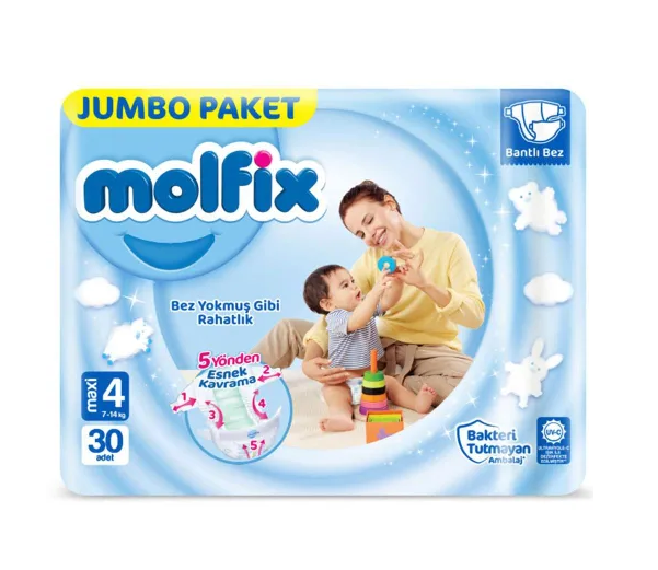Molfix Jumbo Cırtlı Bebek Bezi Eski Ambalaj 4 (Maxi) Beden-30 Adet