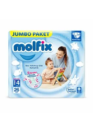 Molfix Jumbo Cırtlı Bebek Bezi Eski Ambalaj 4+ (Maxi Plus) Beden-26 Adet