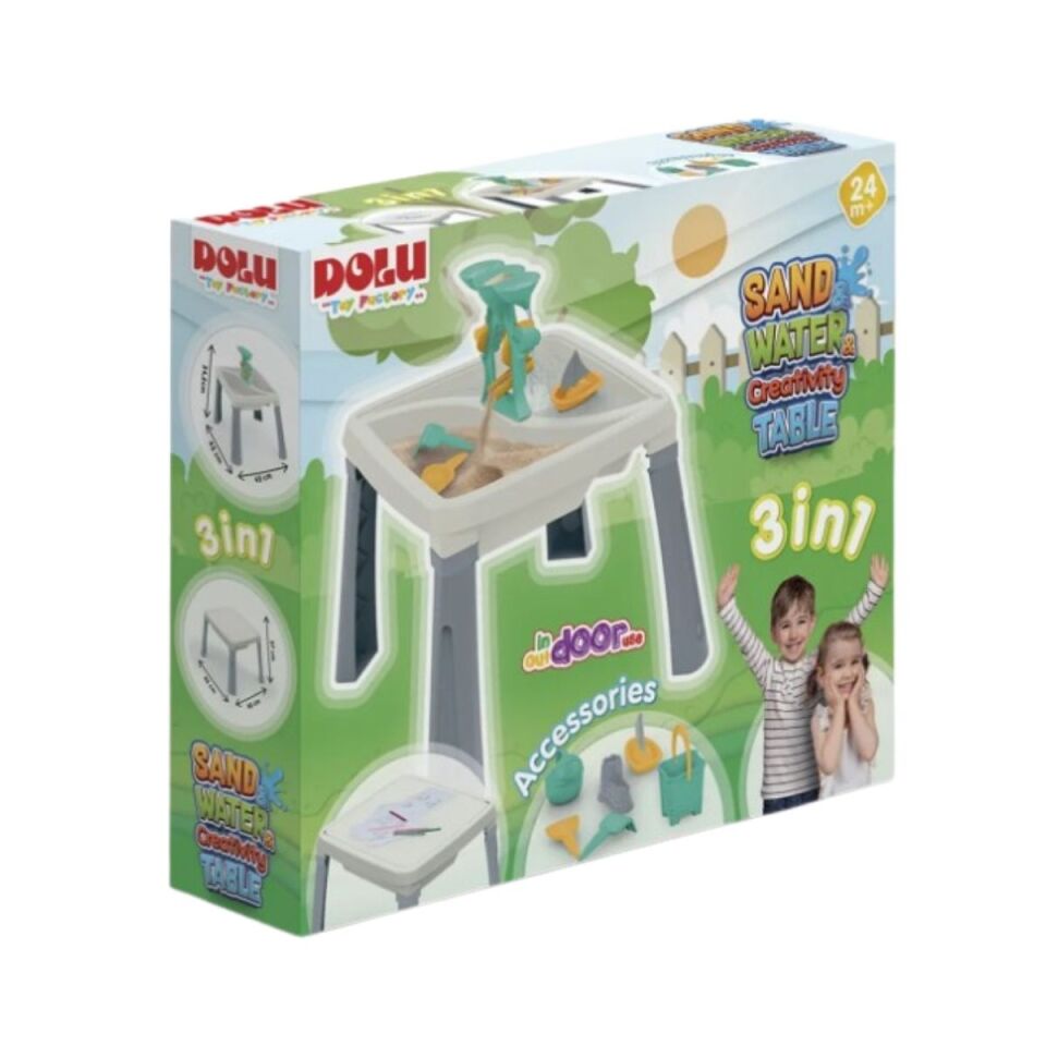 Dolu Oyuncak Su Kum 3'in 1 Yaratıcılık Masası Yeşi