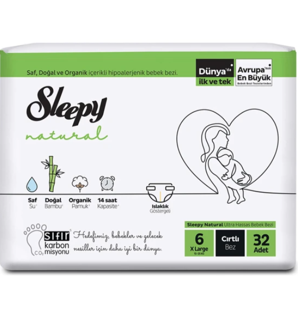 Sleepy Natural Cırtlı Bebek Bezi 6 (XL) Beden-32 Adet