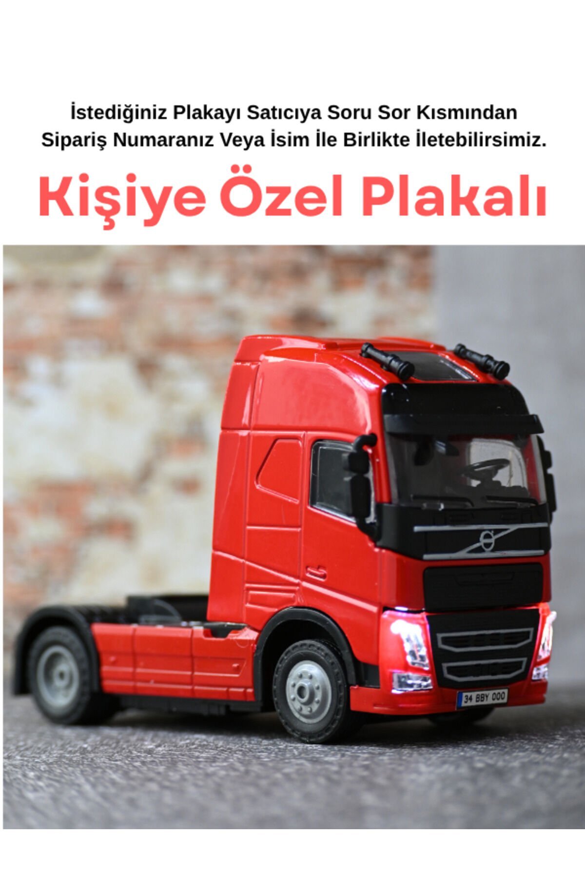 VOLVO METAL TIR IŞIKLI VE SESLİ KIRMIZI