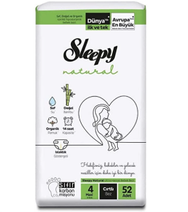 Sleepy Natural Cırtlı Bebek Bezi 4 (Maxi) Beden-52 Adet