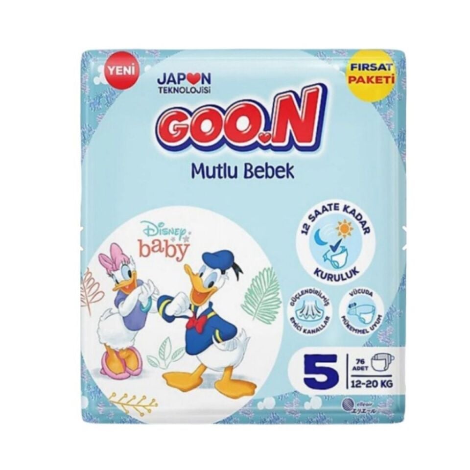 Goon Mutlu Bebek Aylık Fırsat Paketi Cırtlı Bebek Bezi 5 (Junıor) Beden-76 Adet