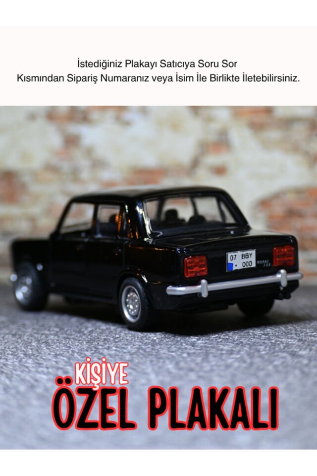 Kişiye Özel Plaka Murat 124 Metal Araba Işıklı Ve