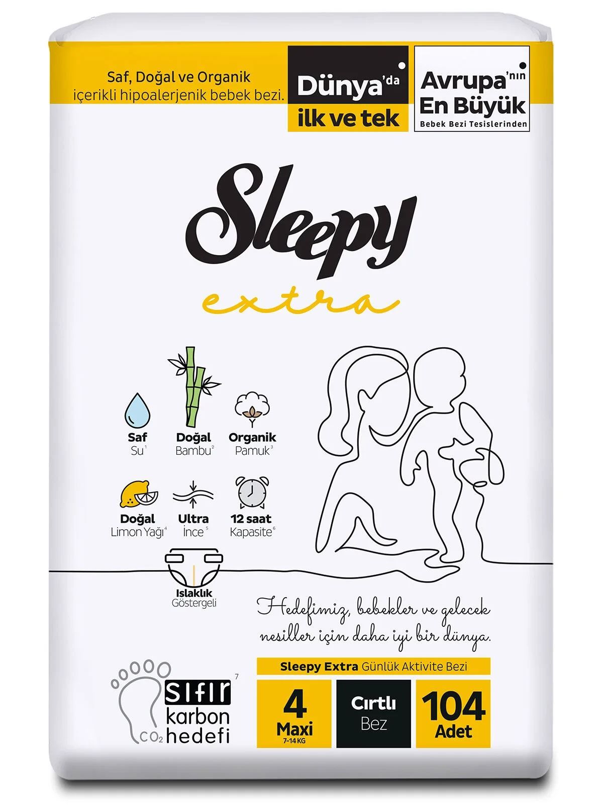Sleepy Extra Jumbo Bebek Bezi 4 (Maxi) Beden-104 Adet