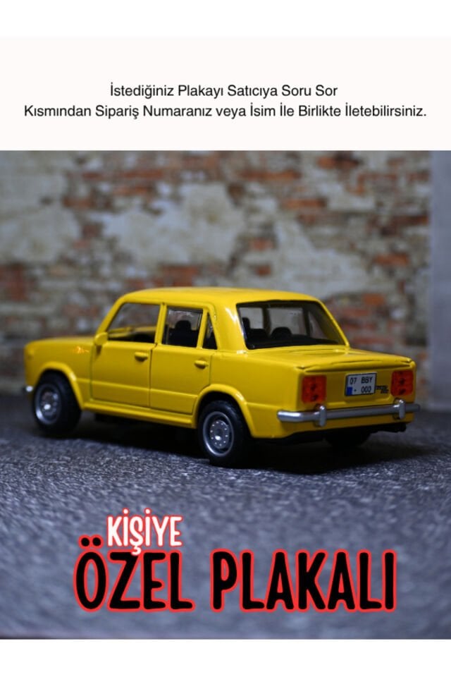 Özel Plakalı Murat 124 Çek Bırak Metal Araba Işıkl