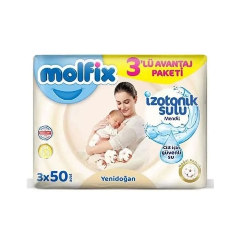 Molfix Islak Mendil Yenidoğan İzotonik Sulu 3'lü Avantaj Paketi