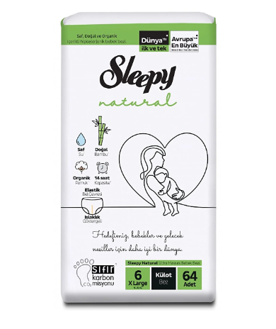 Sleepy Natural Külot Bebek Bezi 6 (XL) Beden-64 Adet