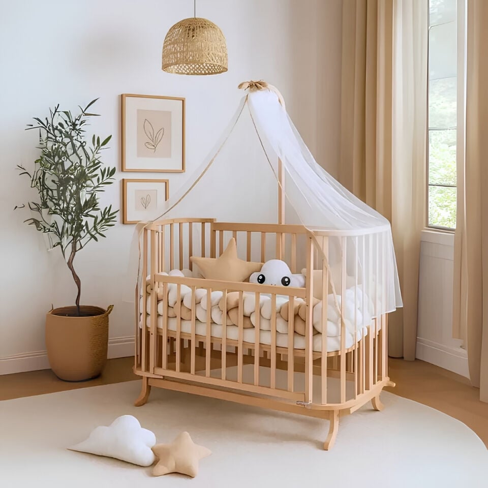 Bebekonfor Anne Yanı Beşik Kahve Krem Örgü Set