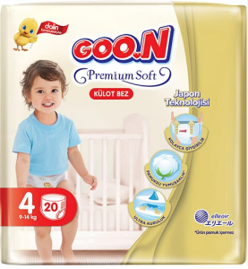 Goon İkiz Paket Külot Bebek Bezi Premium Soft 4 (Maxi) Beden-20 Adet