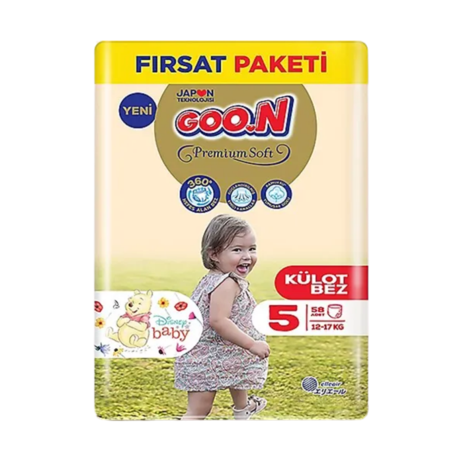 Goon Premium Soft Külot Bebek Bezi Aylık Paket 5 (Junıor) Beden-58 Adet