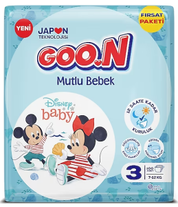 Goon Mutlu Bebek Aylık Fırsat Paketi Cırtlı Bebek Bezi 3 (Midi) Beden-100 Adet