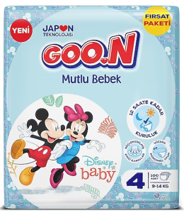 Goon Mutlu Bebek Aylık Fırsat Paketi Cırtlı Bebek Bezi 4 (Maxi) Beden-100 Adet