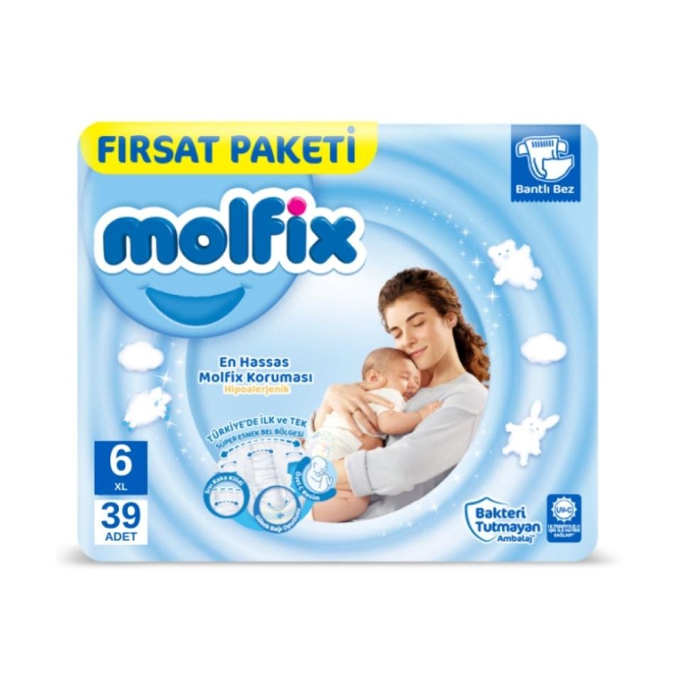 Molfix Fırsat Paketi Cırtlı Bebek Bezi 6 (XL) Beden-39 Adet