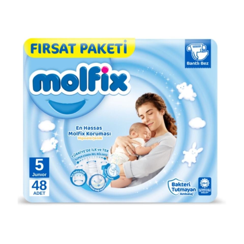 Molfix Fırsat Paketi Cırtlı Bebek Bezi 5 (Junıor) Beden-48 Adet