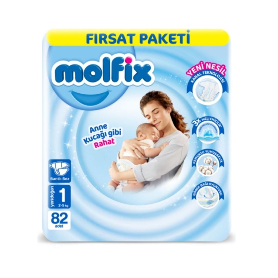 Molfix 1 Fırsat Paketi Cırtlı Bebek Bezi Yenidoğan 88 adet
