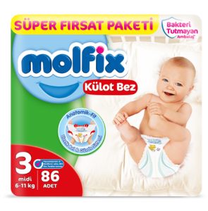 Molfix Süper Fırsat Paketi Külot Bebek Bezi 3 (Midi) Beden-86 Adet