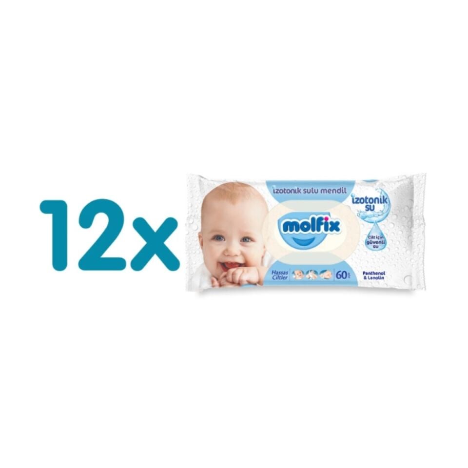Molfix Hassas Ciltler İzotonik Sulu 12x60 720 Yaprak Islak Mendil