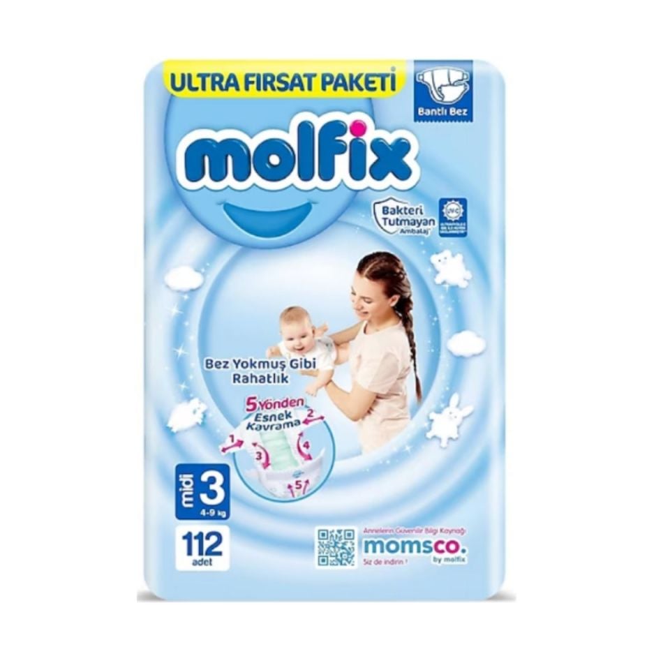 Molfix Ultra Fırsat Paketi Cırtlı Bebek Bezi 3 midi 112 adet