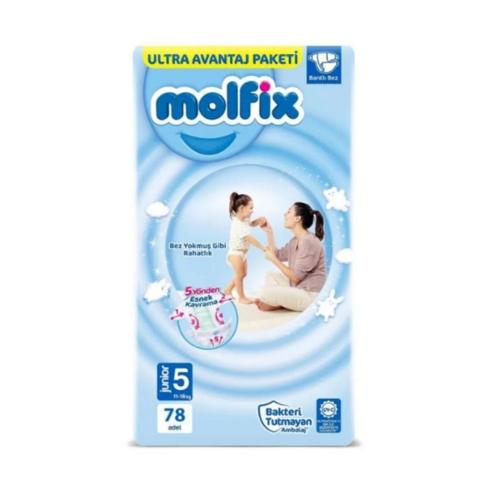 Molfix Ultra Fırsat Paketi Cırtlı Bebek Bezi 5 junior 78 adet
