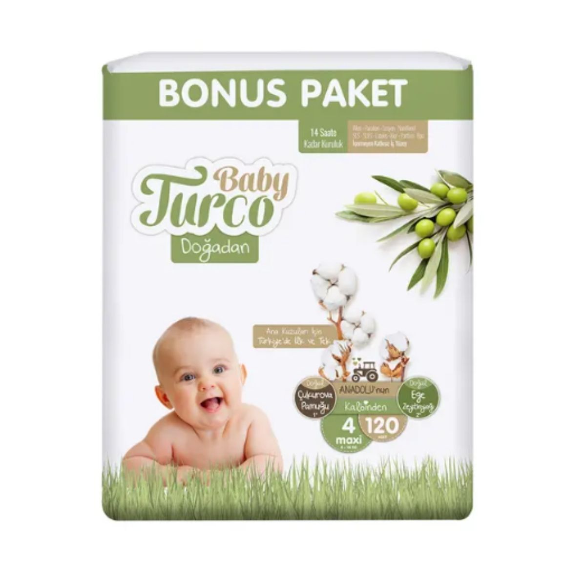 Babyturco Doğadan Bonus Cırtlı Bebek Bezi 4/120