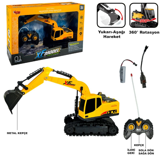Vardem Uzaktan Kumandalı Full Fonksiyon Şarjlı XFModel Kazıcı (Metal Kepçe)