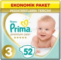Prima Premium Care Cırtlı Bebek Bezi 3 (Midi) Beden-52 Adet