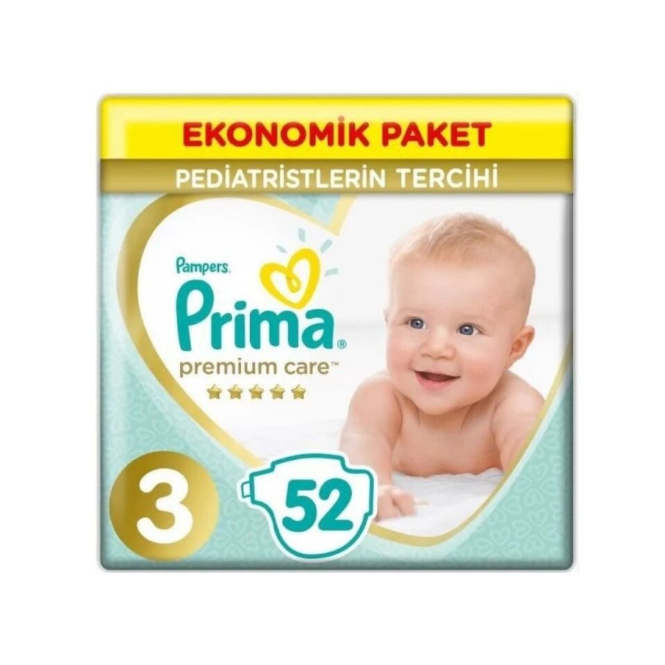 Prima Premium Care Cırtlı Bebek Bezi 3 (Midi) Beden-52 Adet