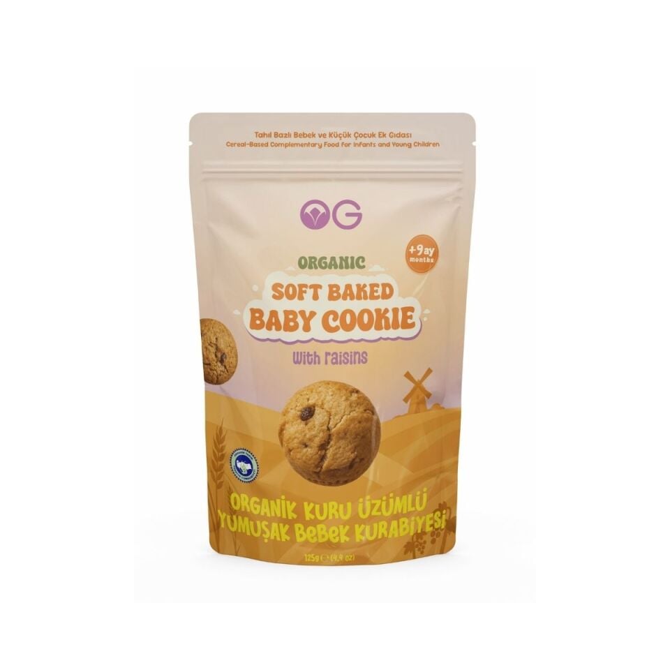 Organik Kuru Üzümlü Yumuşak Bebek Kurabiyesi 125 G