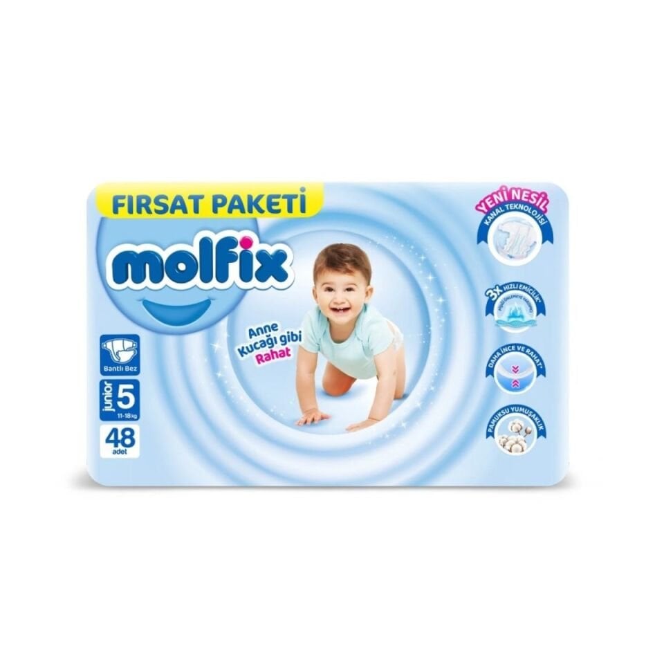 Molfix 5 Fırsat Paketi Cırtlı Bebek Bezi 48 adet