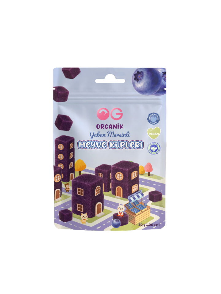 OG Natural Organik Yaban Mersinli Meyve Küpleri 30 Gr