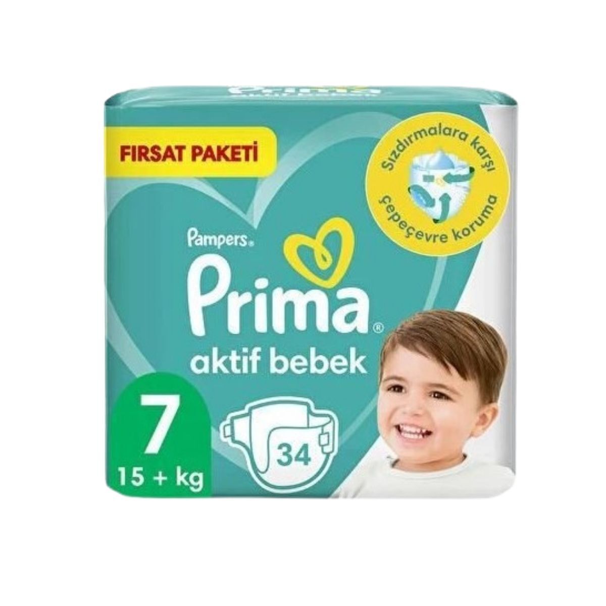 Prima Aktif Bebek Fırsat Paketi Cırtlı Bebek Bezi 7 (XXL) Beden-34 Adet