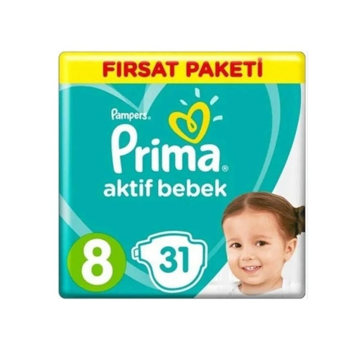 Prima Aktif Bebek Fırsat Paketi Cırtlı Bebek Bezi 8 (XXXL) Beden-31 Adet