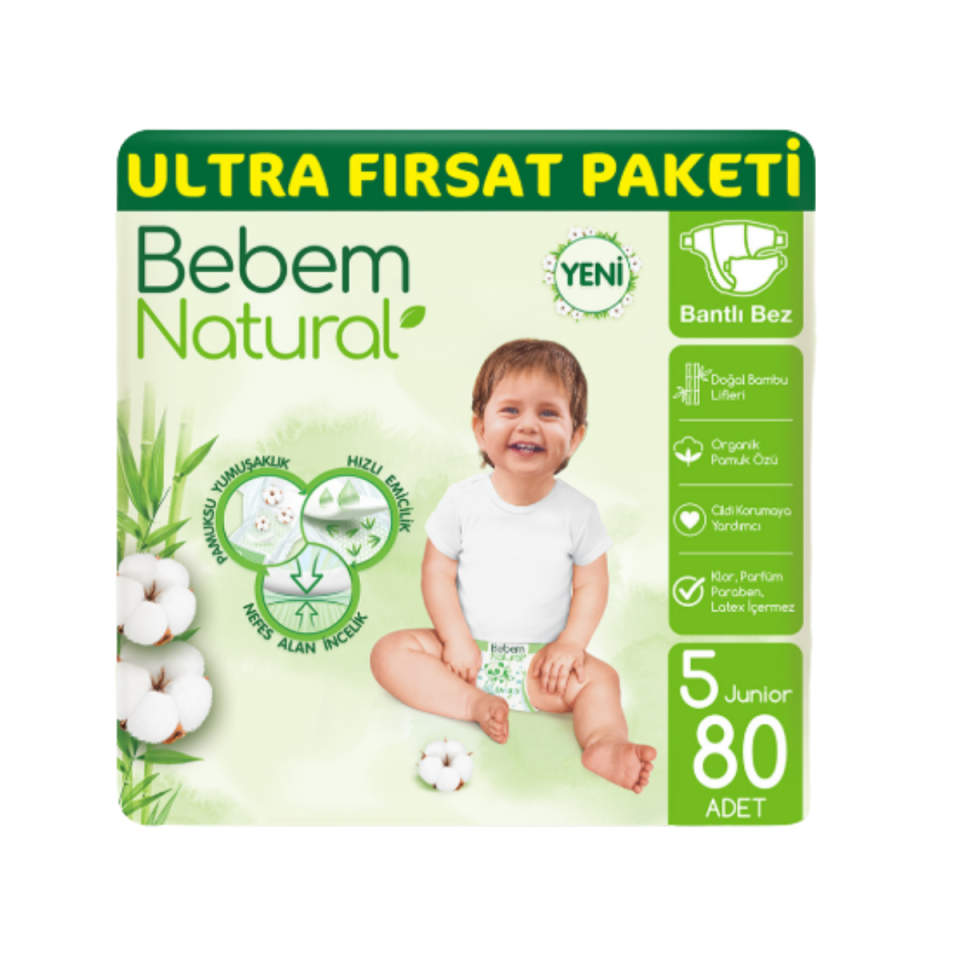 Bebem Ultra Fırsat Paketi Cırtlı Bebek Paketi 5 (Junıor) Beden-80 Adet