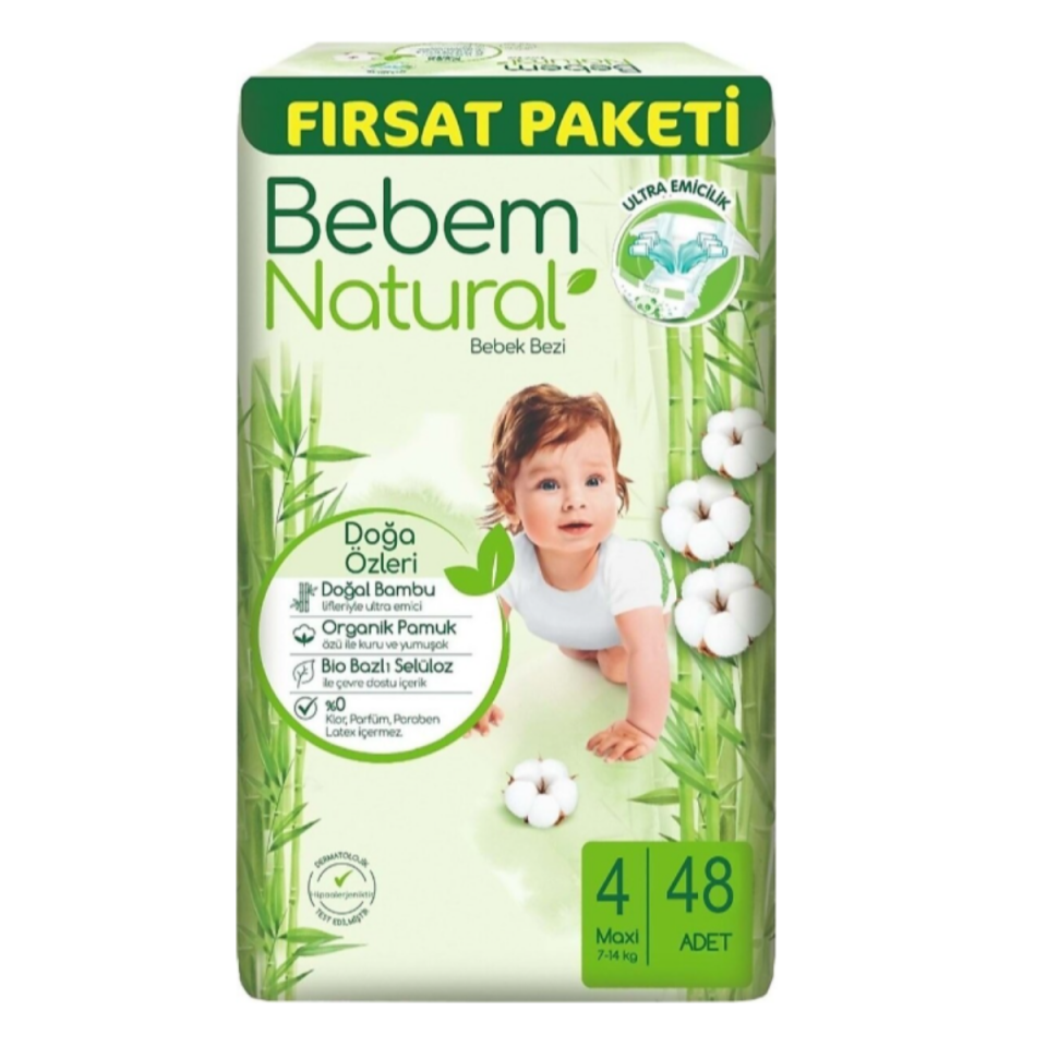 Bebem 4 Numara 48 Adet Fırsat Paketi Cırtlı Bebek Bezi