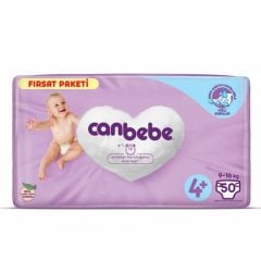 Canbebe Fırsat Paketi Cırtlı Bebek Bezi No:4+ 50 Adet