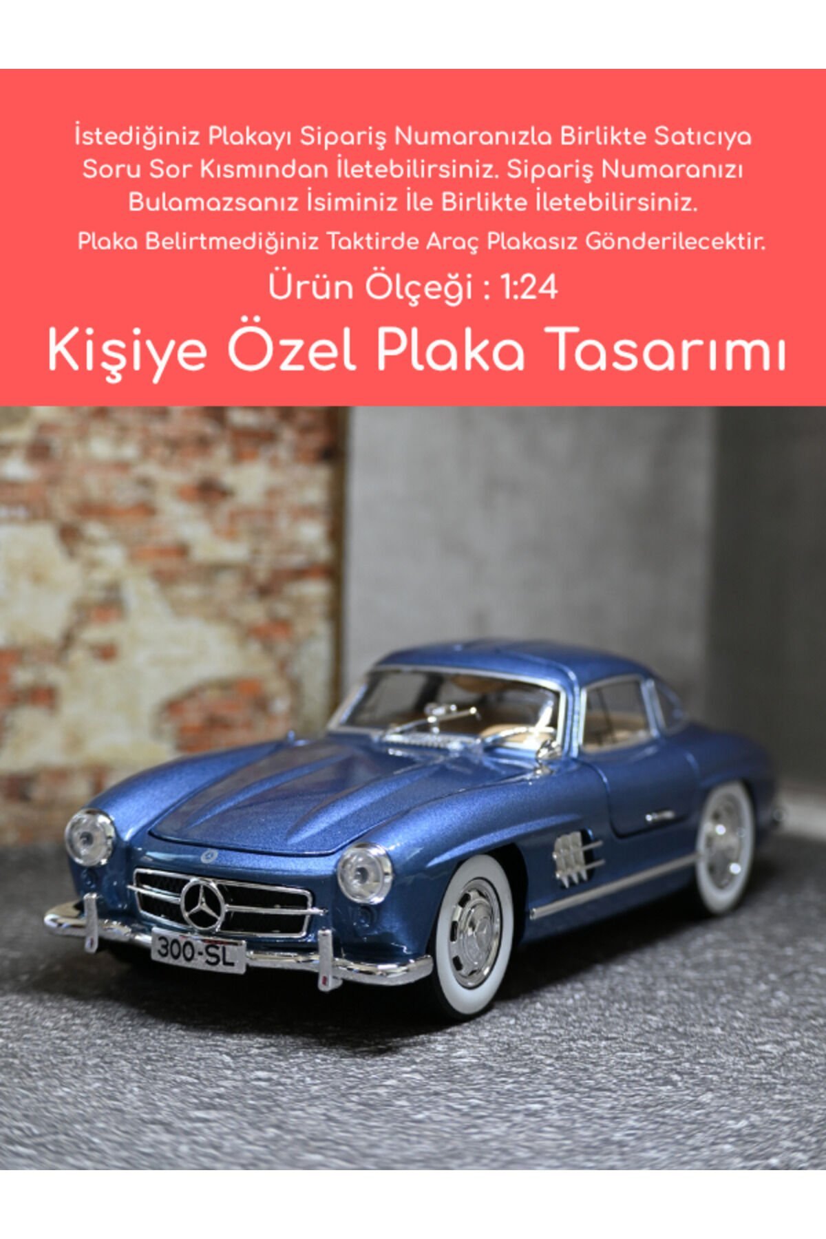 Mercedes-Benz 300SL Metal Model Araba - MAVİ