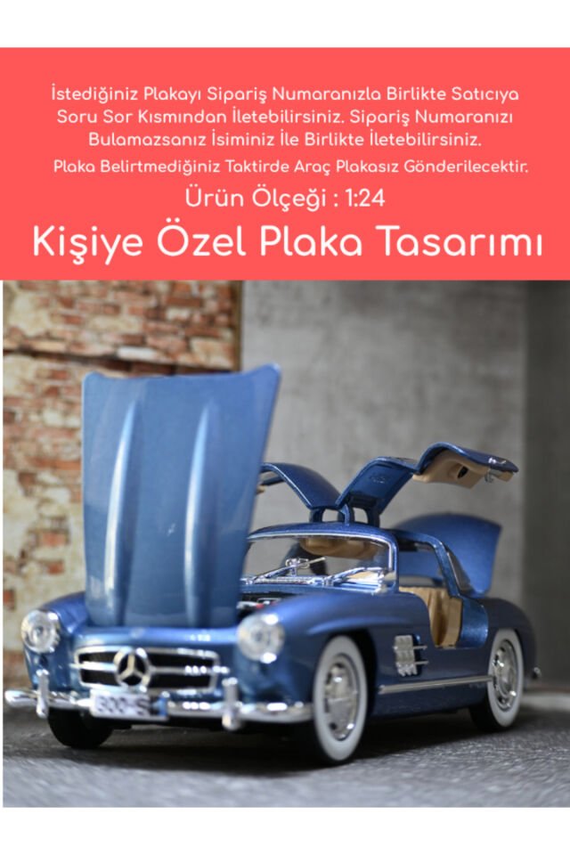 Mercedes-Benz 300SL Metal Model Araba - MAVİ