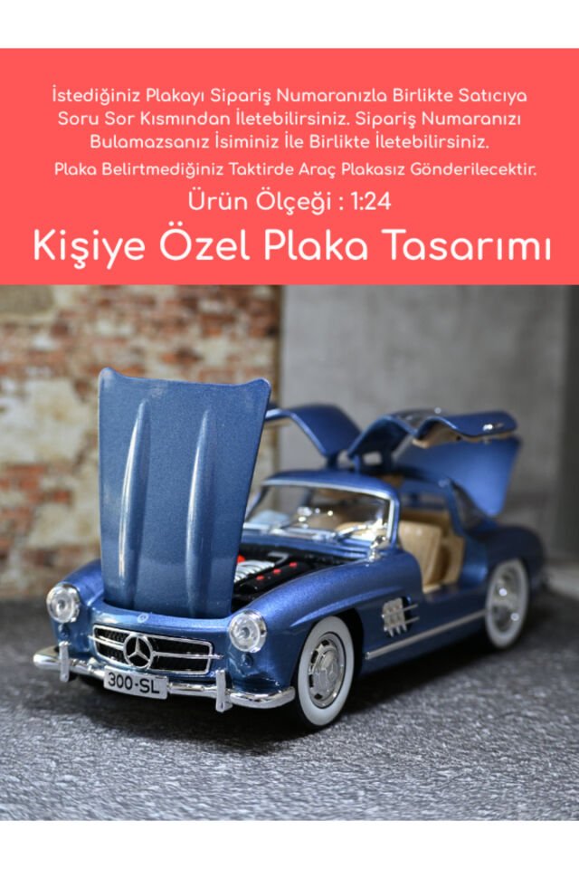 Mercedes-Benz 300SL Metal Model Araba - MAVİ