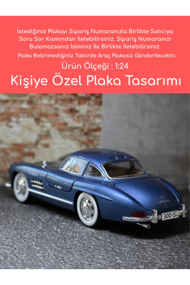 Mercedes-Benz 300SL Metal Model Araba - MAVİ