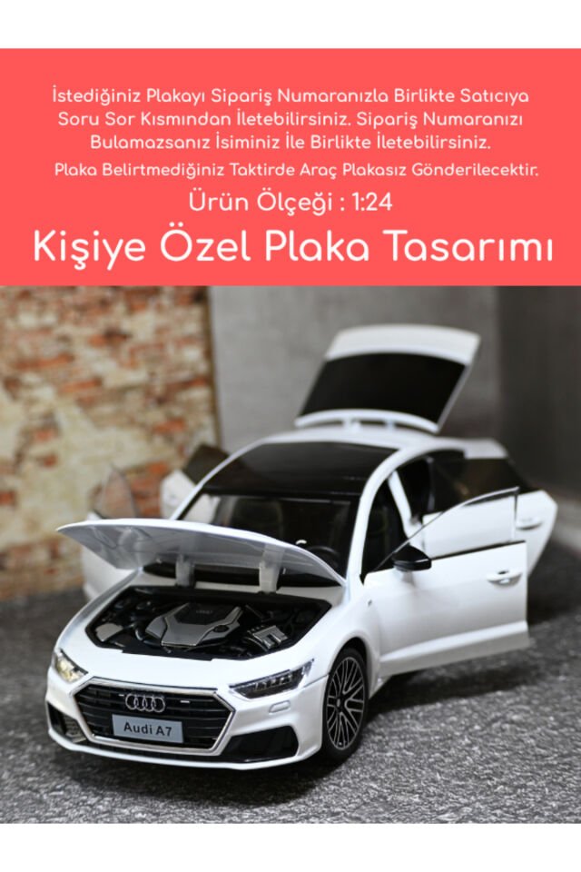 Audi A7 Metal Oyuncak Araba - 1:24 Kişiye Özel Pla