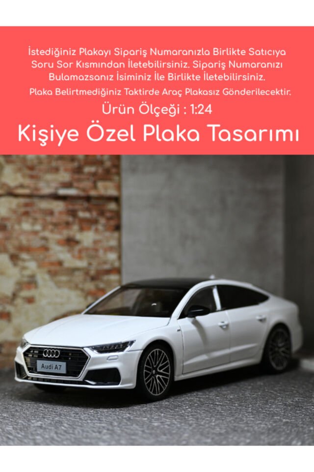 Audi A7 Metal Oyuncak Araba - 1:24 Kişiye Özel Pla