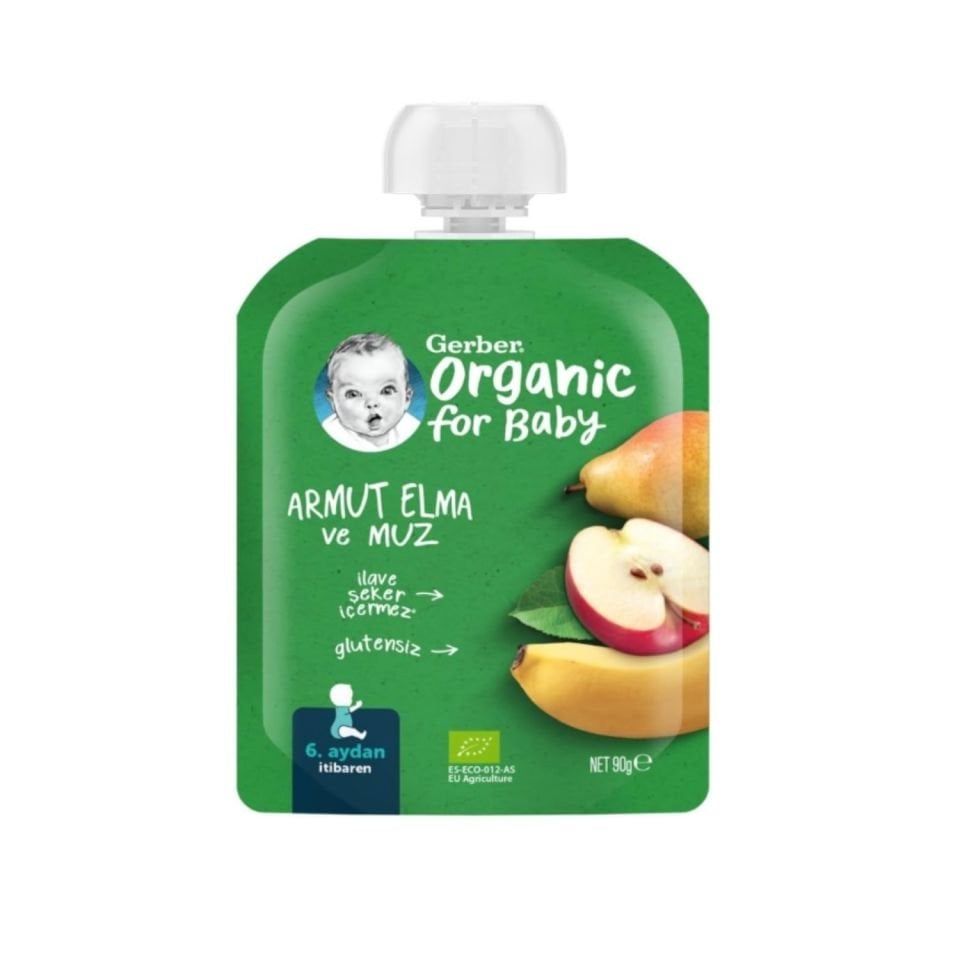 Gerber Organik Elma ve Muzlu Armut Püresi 90g