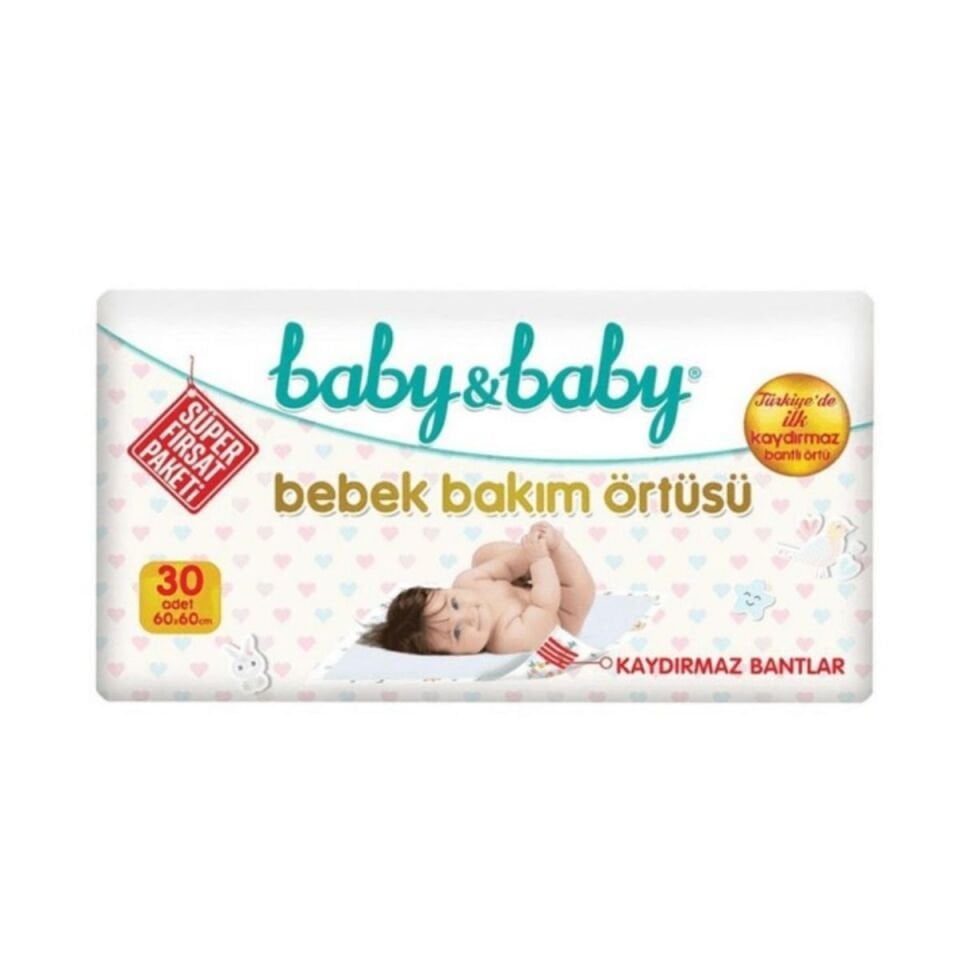 Baby&baby Kaydırmaz Bantlı Bakım Örtüsü 60x60 30 lu