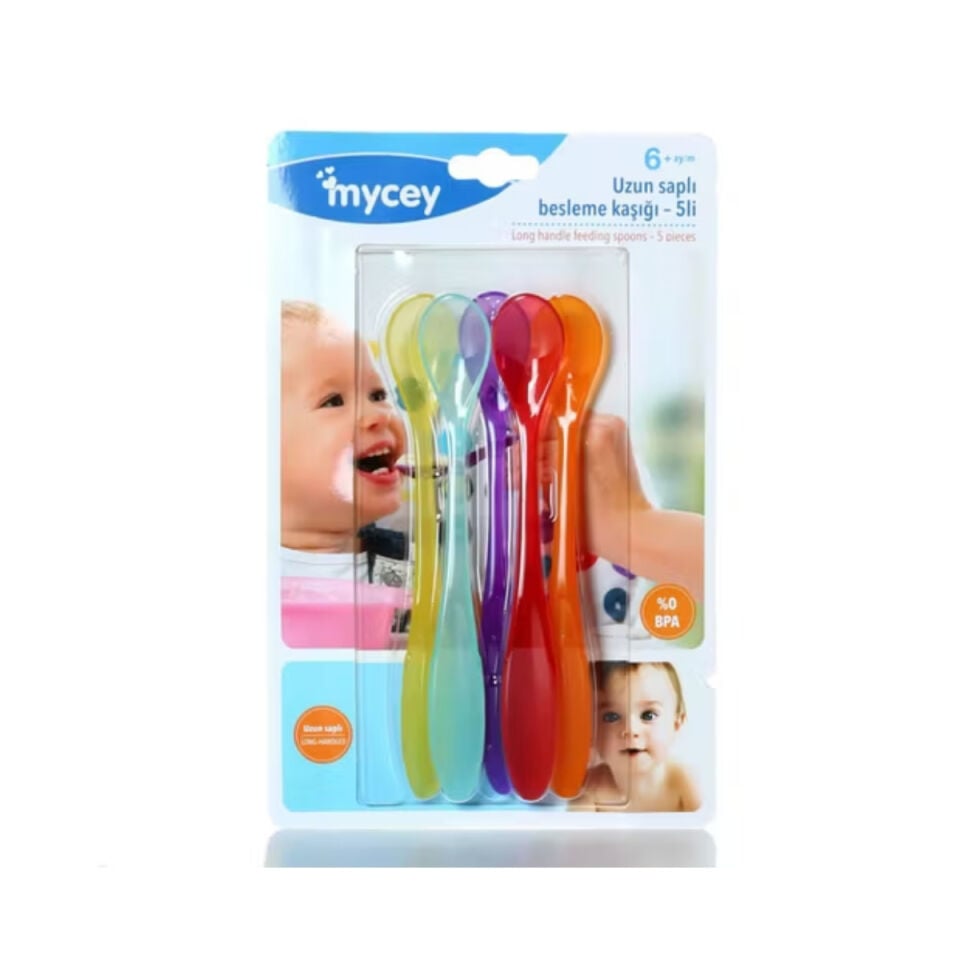 Mycey Uzun Saplı Besleme & Mama Kaşığı 5li