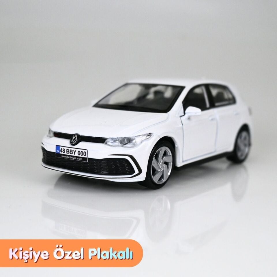 Volkswagen Golf 8 Metal Oyuncak Araba - Kişiye Özel Plakalı Araba