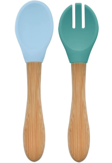 OiOi Mama Kaşığı + Çatal Mineral Blue