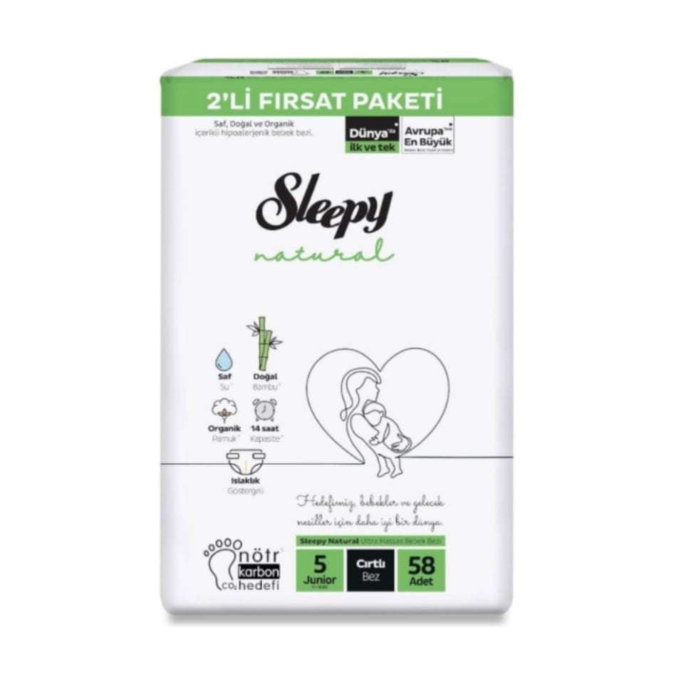 Sleepy 5 Natural 2'li Fırsat Külot Bebek Bezi 58 Adet