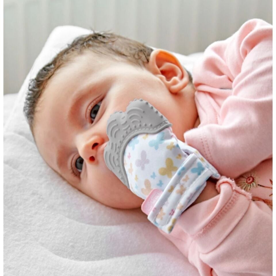 Babyjem Diş Kaşıyıcı Eldiven Gri Kelebek