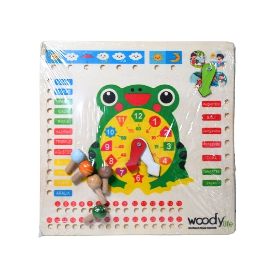Woodylife Ahşap Takvim Saat Öğrenme  2227